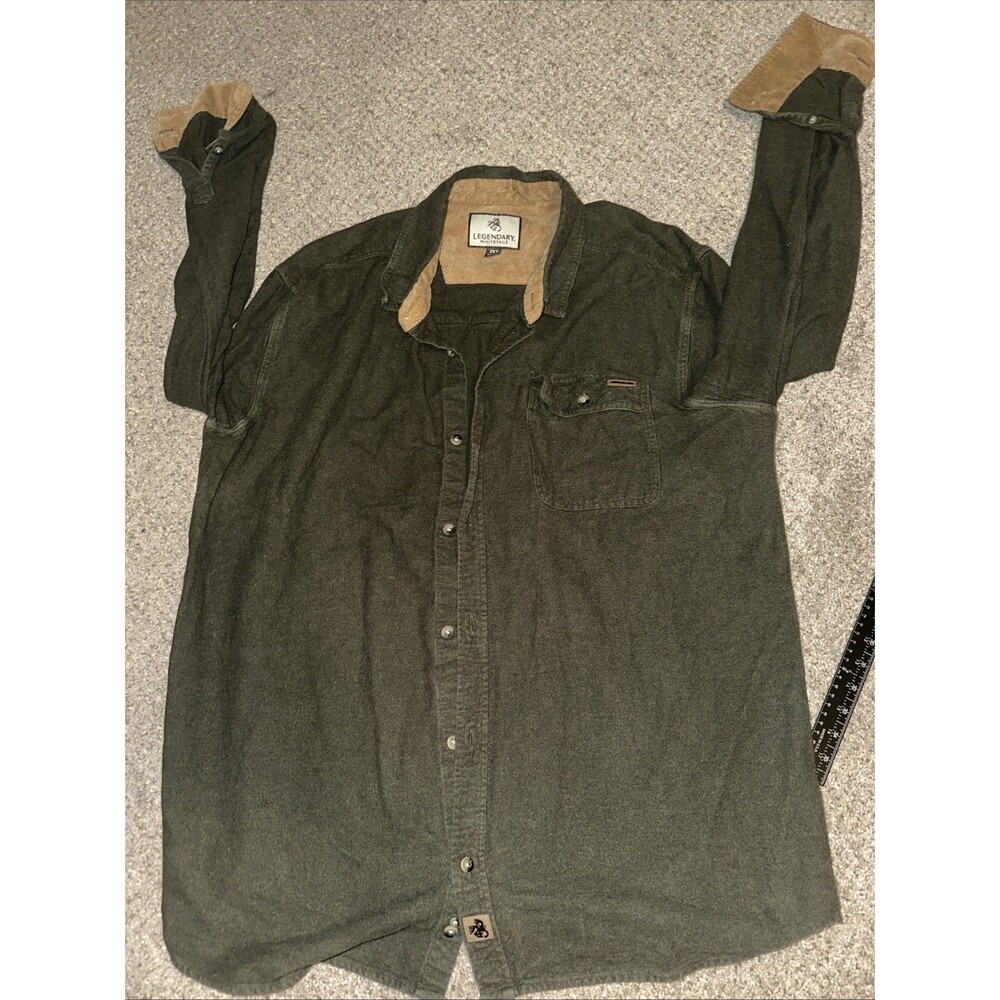 Legendary Whitetails Mens Green Flannel Button Down Sz 2XTThick corduroy Accent.
